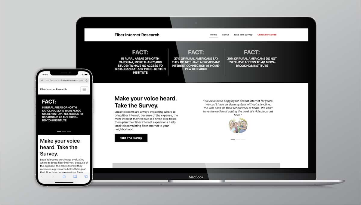 Fiber Internet Research website laptop mockup