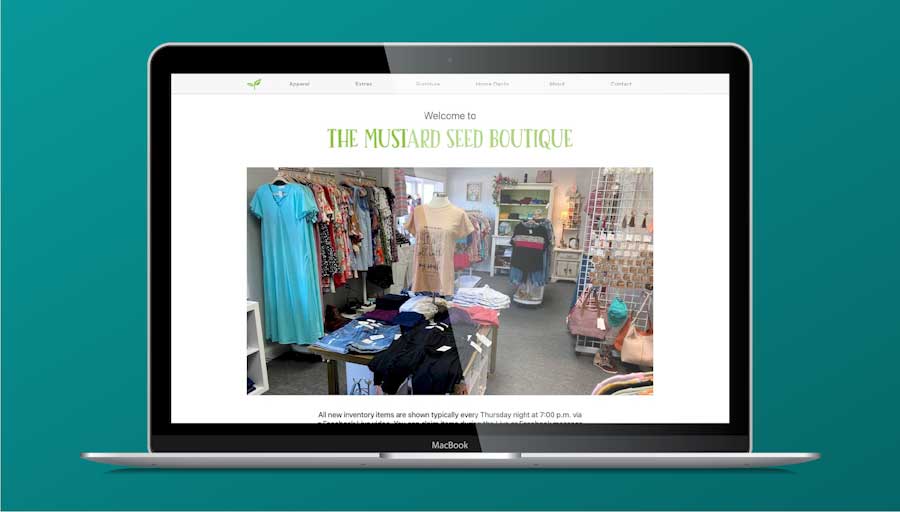 The Mustard Seed Boutique Jonesville NC website mockup