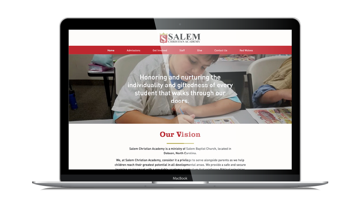 Salem Christian Academy website mockup