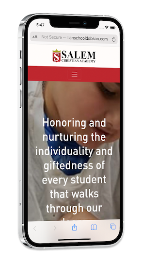 Salem Christian Academy website smartphone mockup